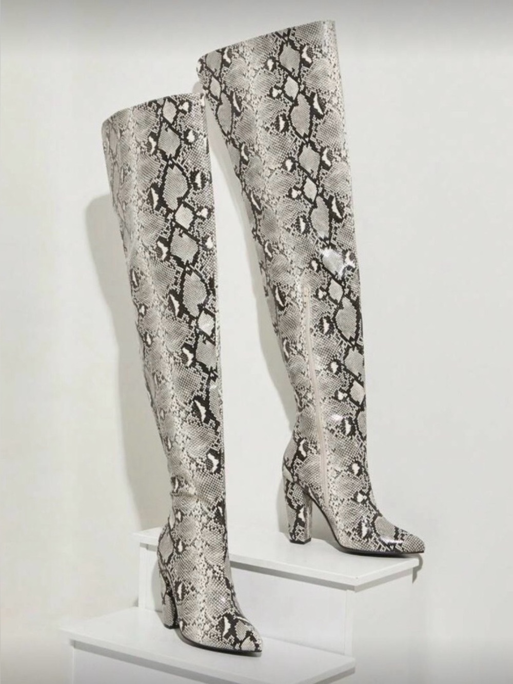 SHEIN Snakeprint Heeled Boots
